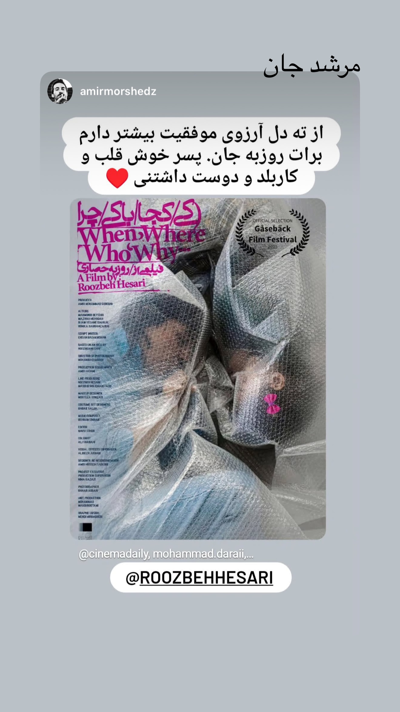  جدید ترین استوری اینستاگرام روزبه حصاری