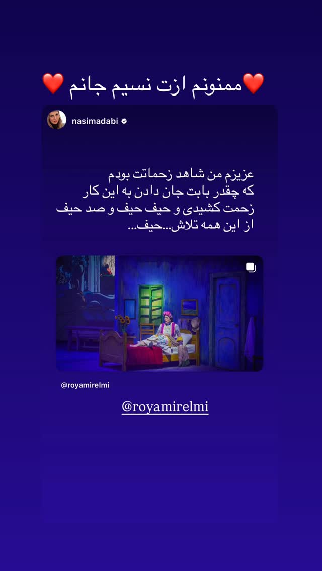  جدید ترین استوری اینستاگرام رویا میر علمی
