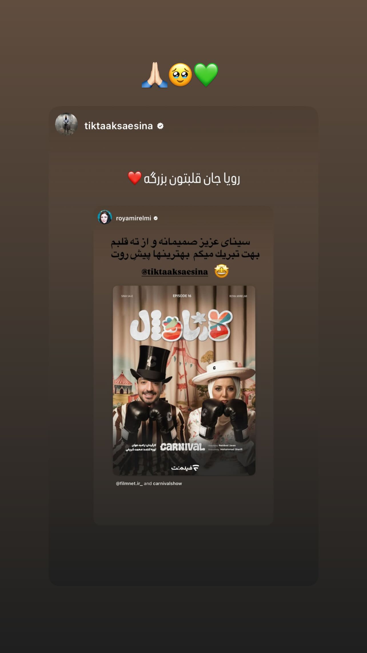  جدید ترین استوری اینستاگرام رویا میر علمی
