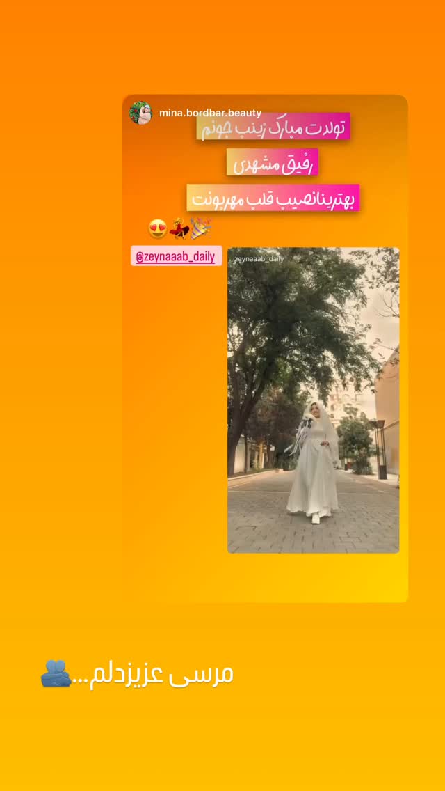  جدید ترین استوری اینستاگرام زینب سادات نوفرستی