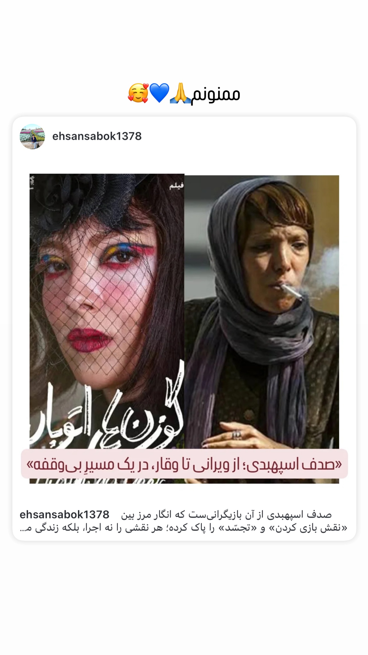  جدید ترین استوری اینستاگرام صدف اسپهبدی