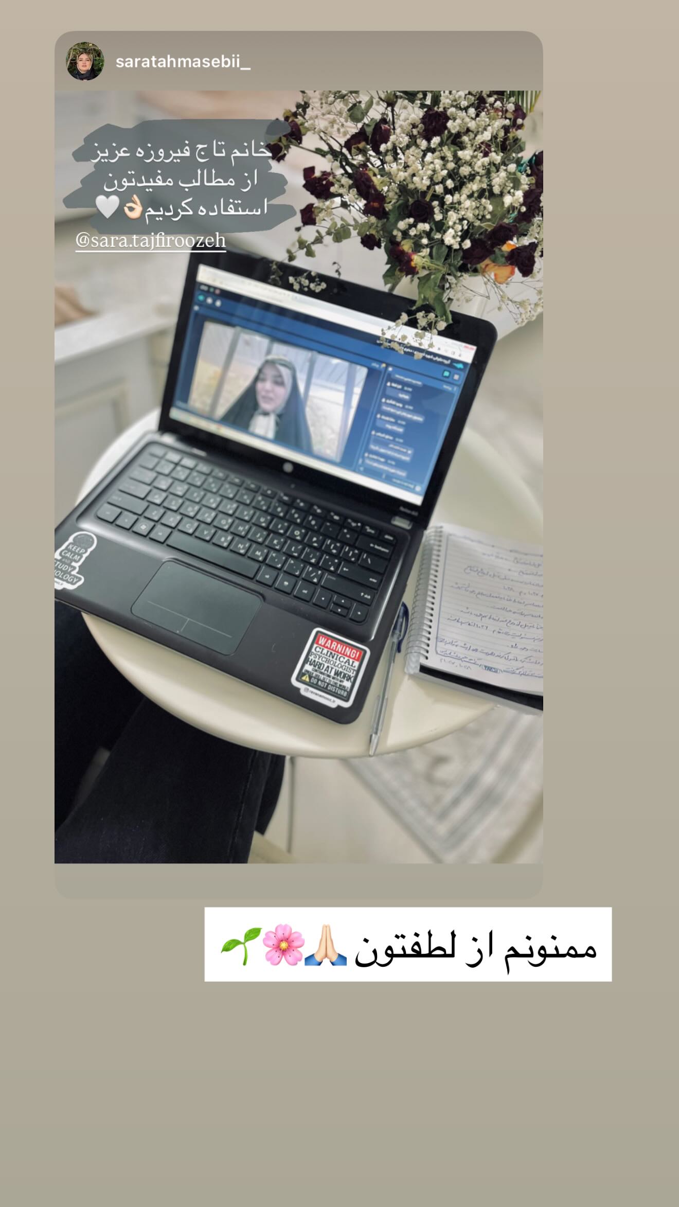  جدید ترین استوری اینستاگرام سارا تاج فیروزه