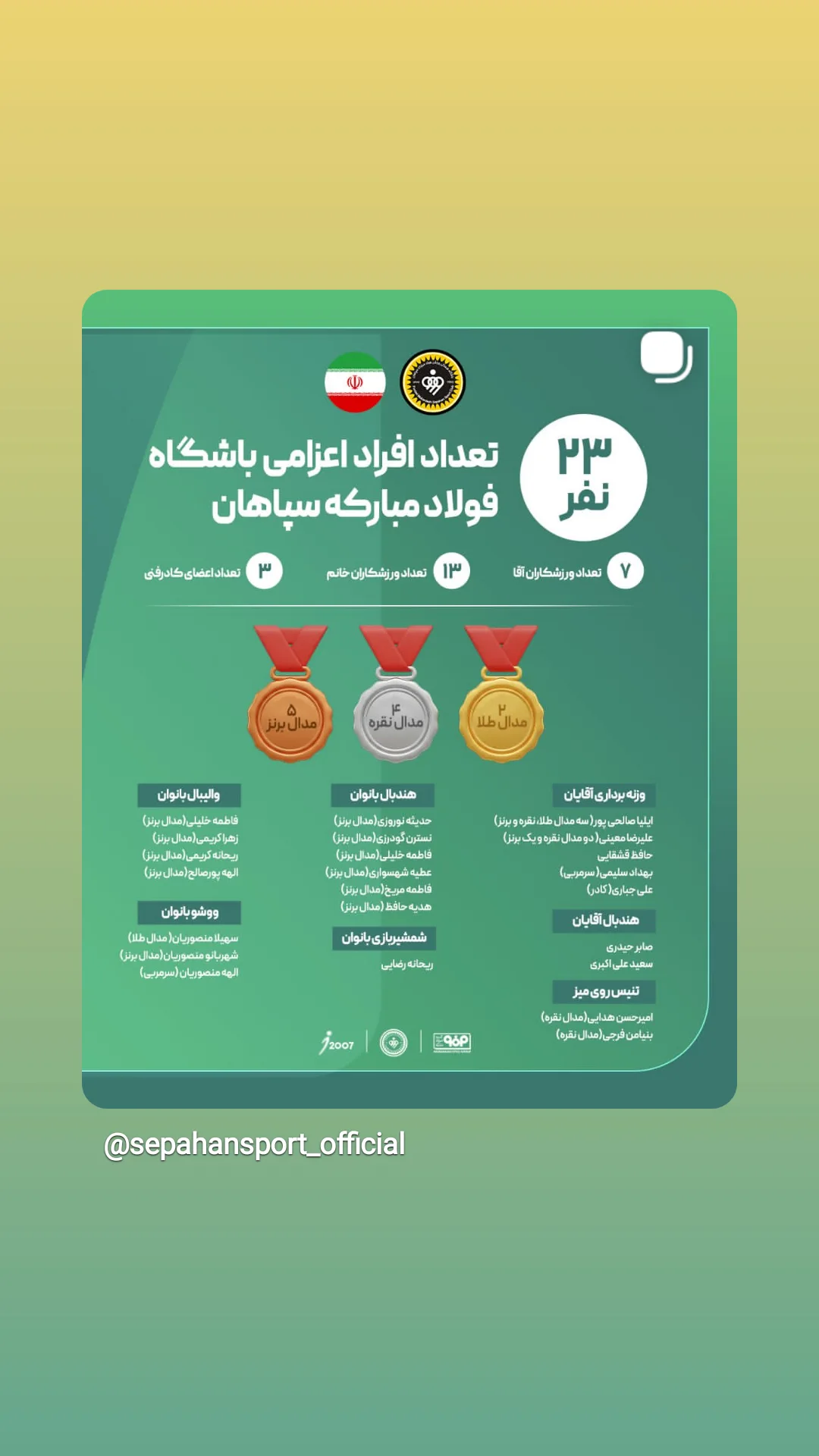  جدید ترین استوری اینستاگرام باشگاه فولاد مبارکه سپاهان