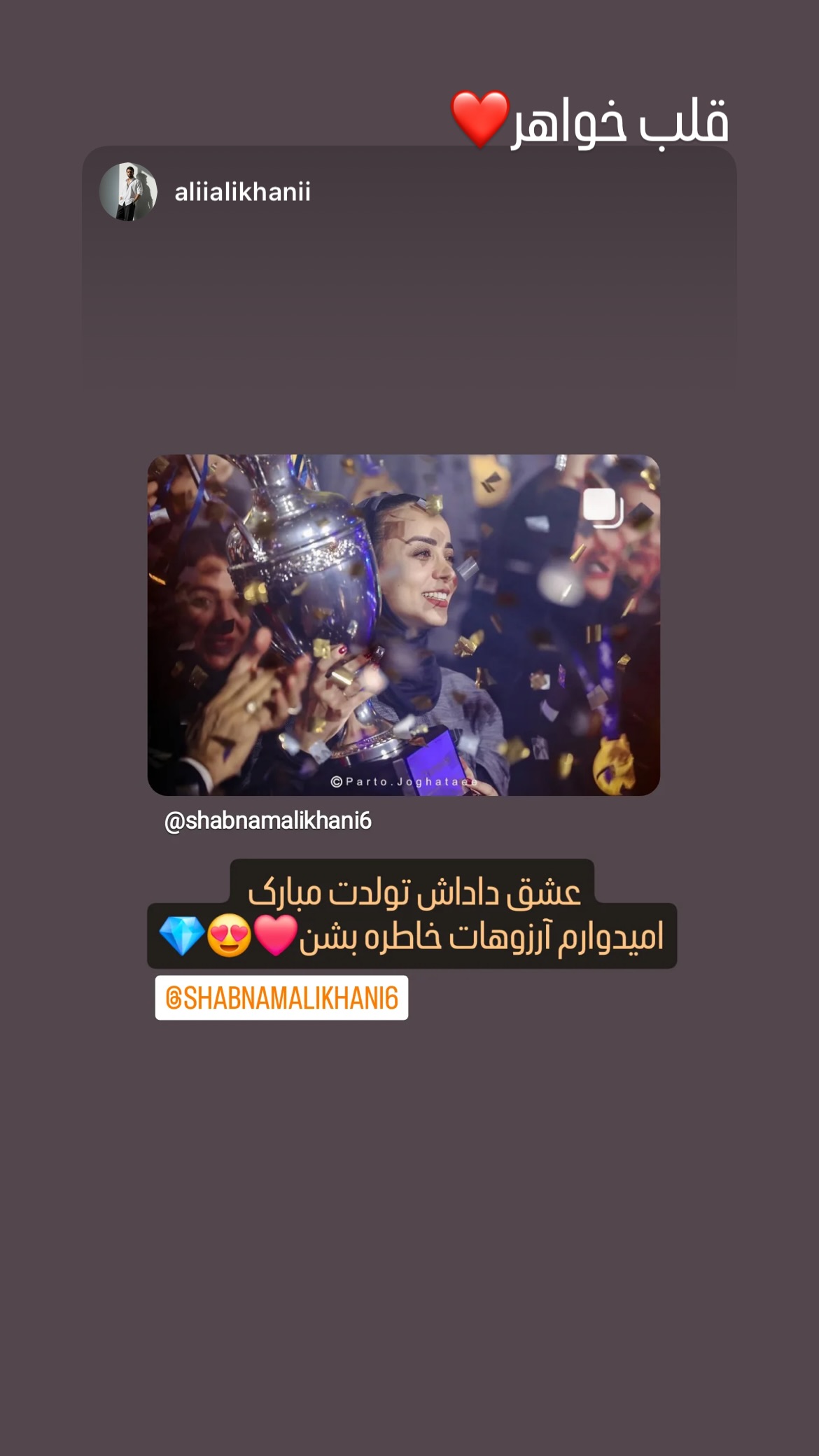  جدید ترین استوری اینستاگرام شبنم علیخانی