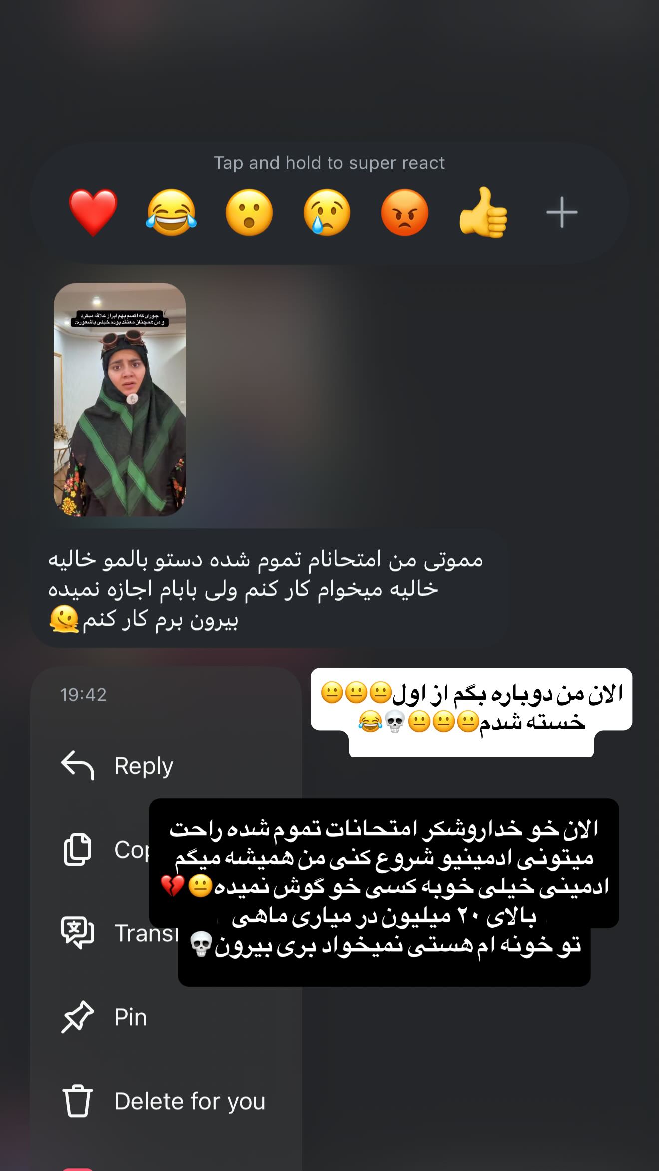  جدید ترین استوری اینستاگرام شقایق محمودی