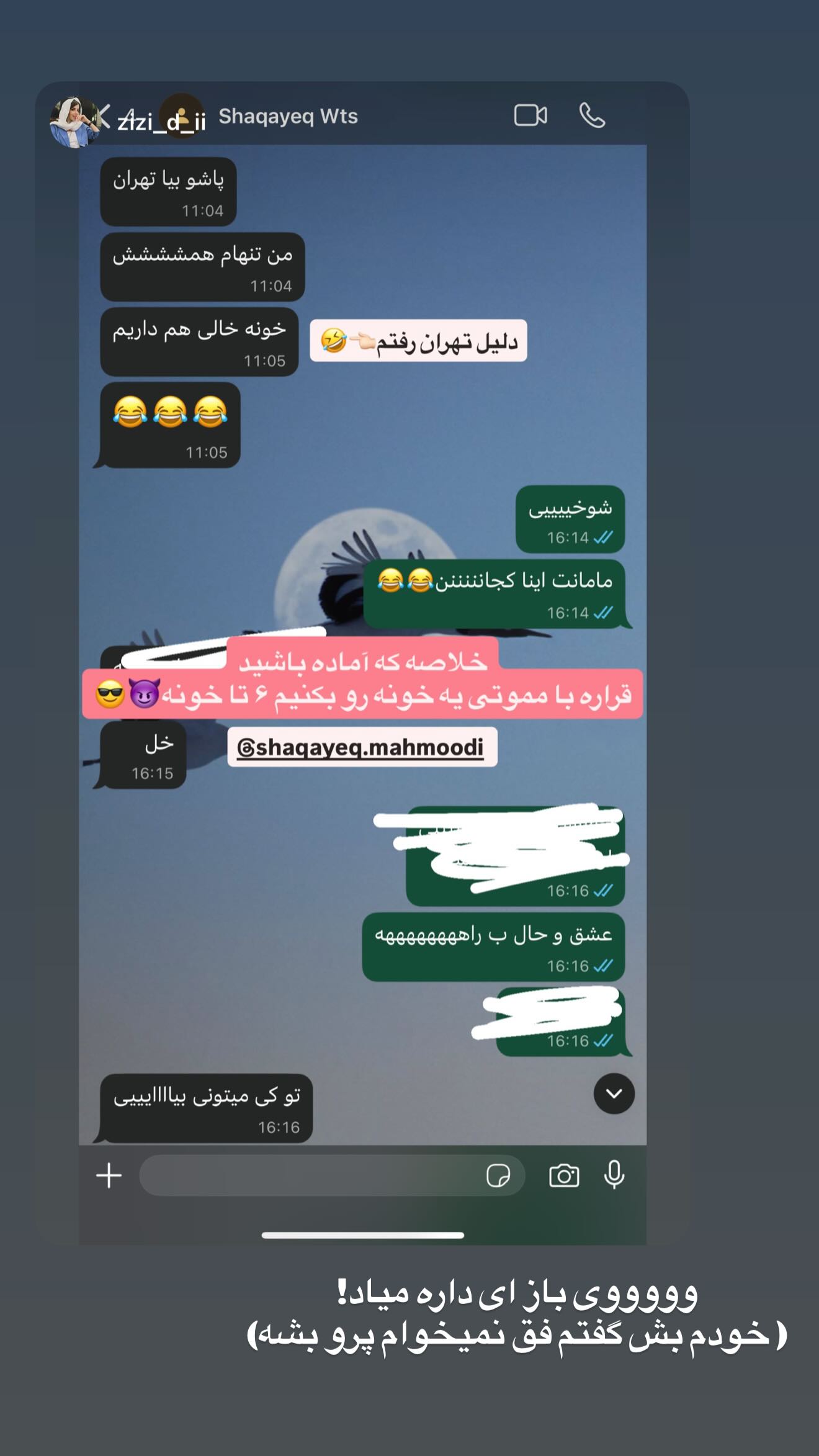  جدید ترین استوری اینستاگرام شقایق محمودی