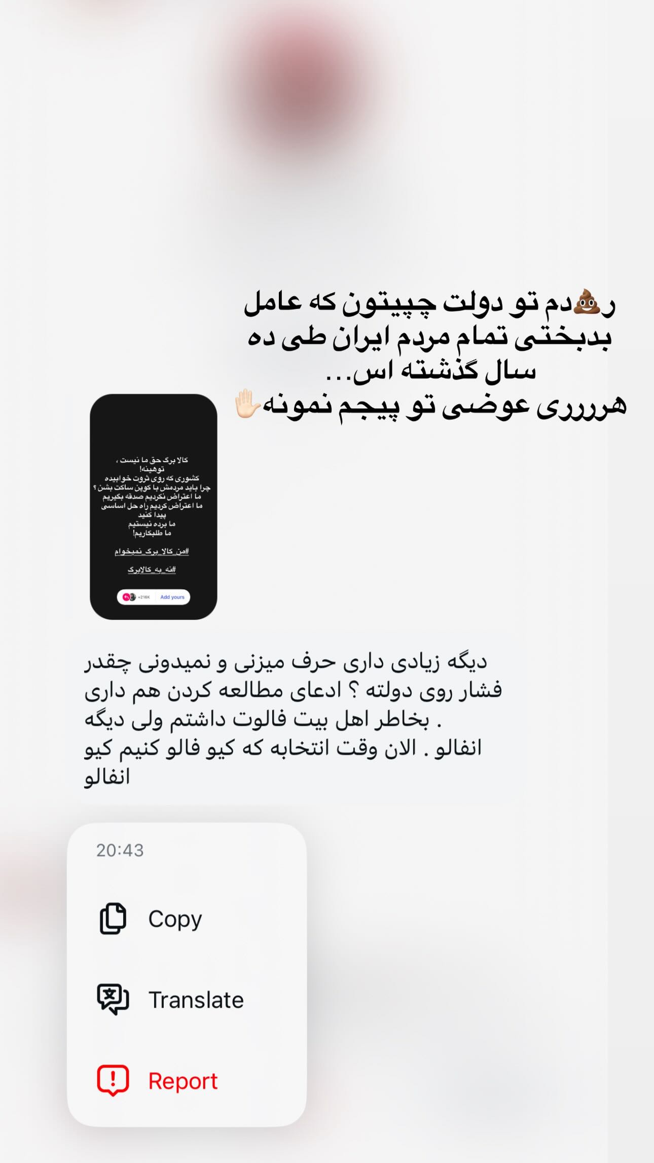  جدید ترین استوری اینستاگرام شقایق نوئی