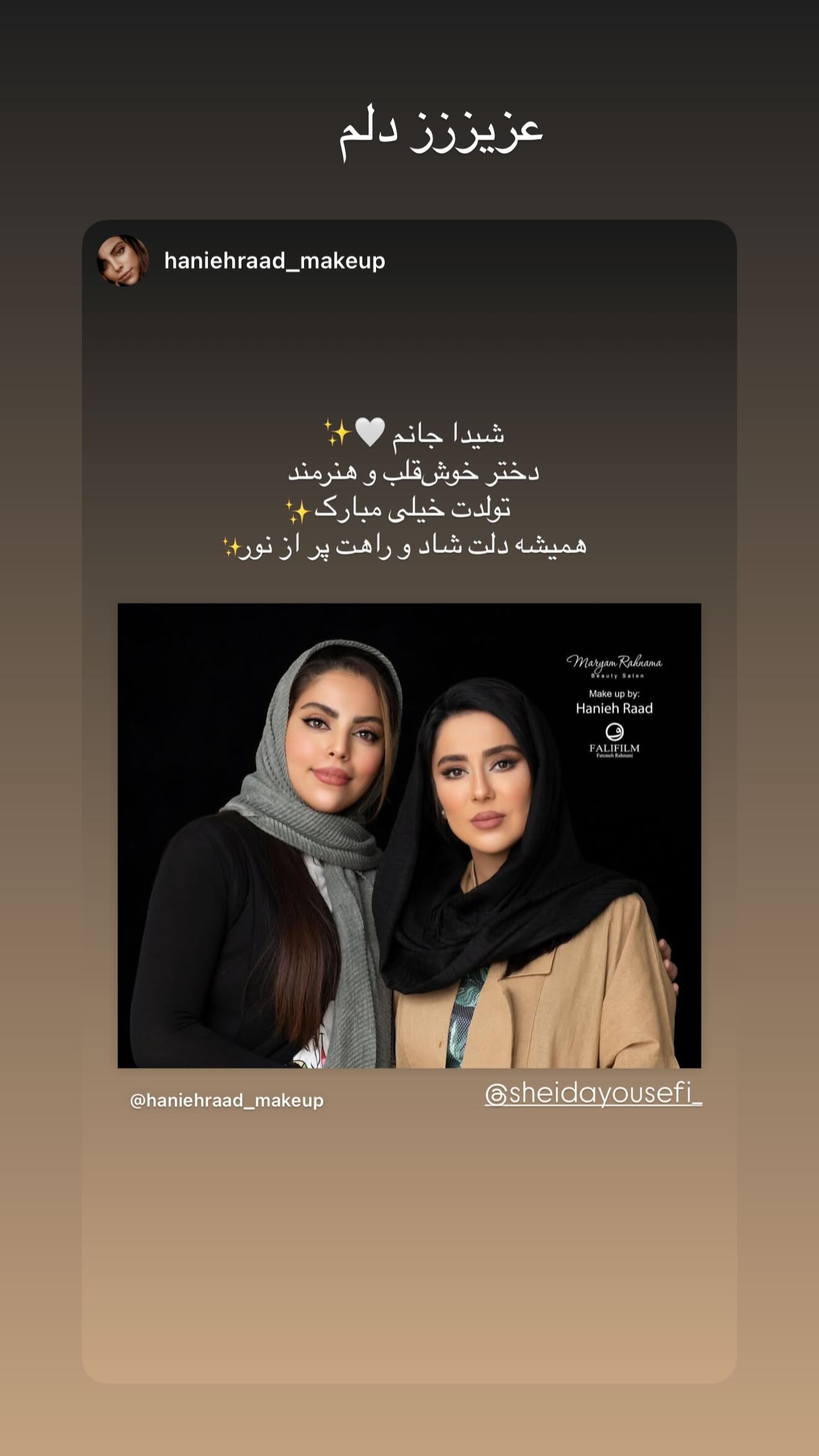  جدید ترین استوری اینستاگرام شیدا یوسفی