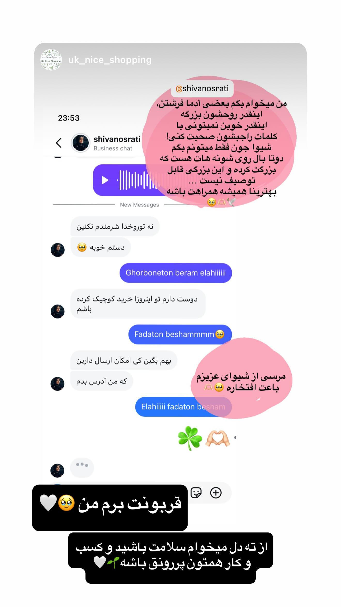  جدید ترین استوری اینستاگرام شیوا نصرتی