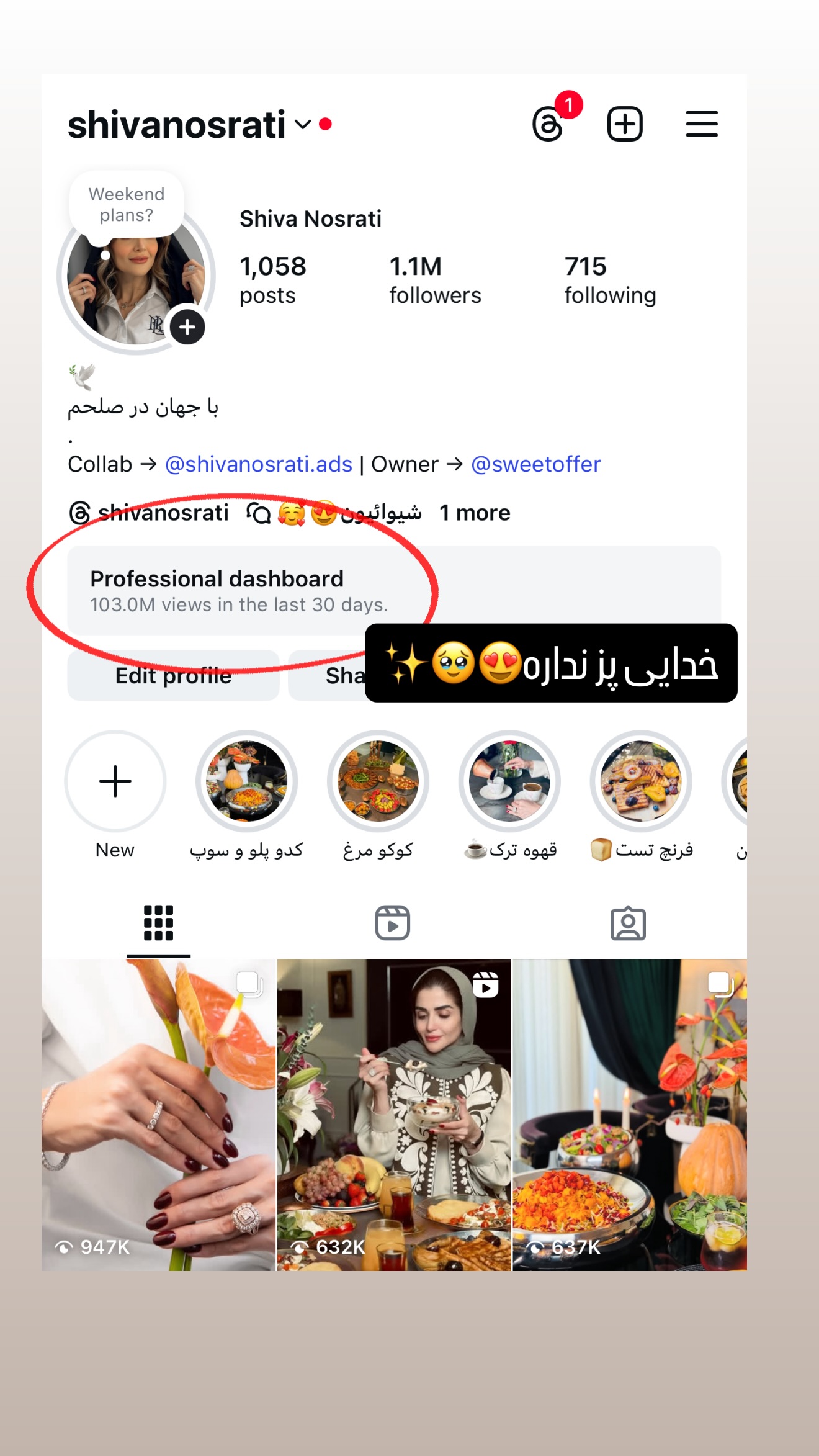  جدید ترین استوری اینستاگرام شیوا نصرتی