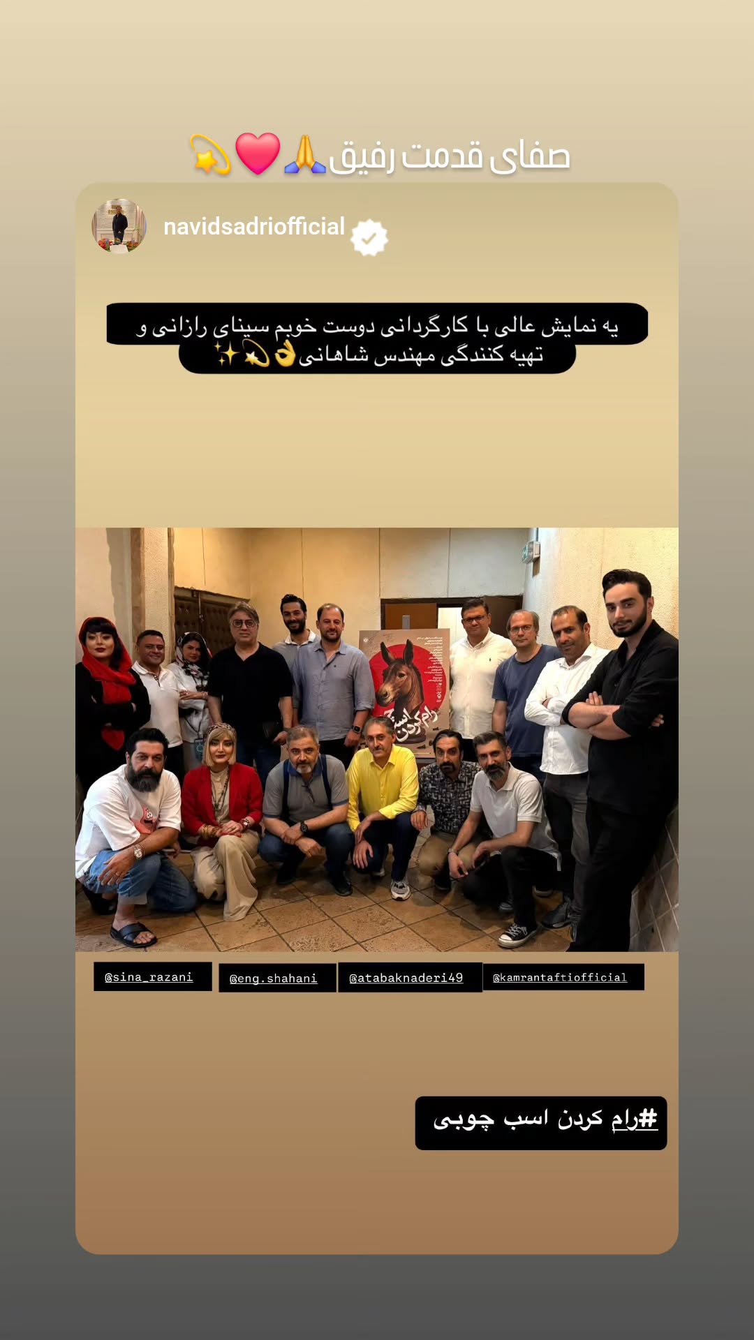  جدید ترین استوری اینستاگرام سینا رازانی