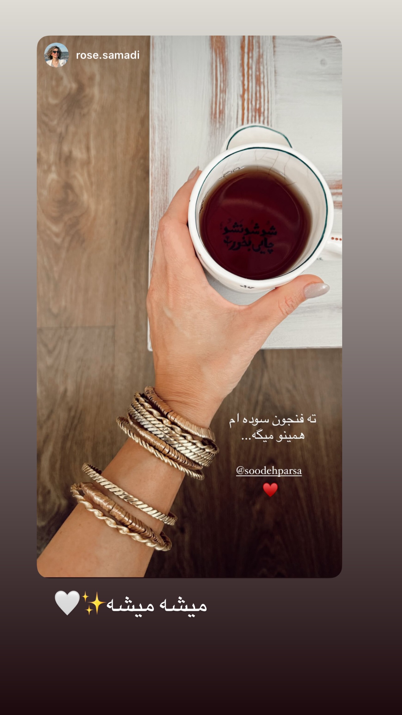 جدید ترین استوری اینستاگرام سوده پارسا
