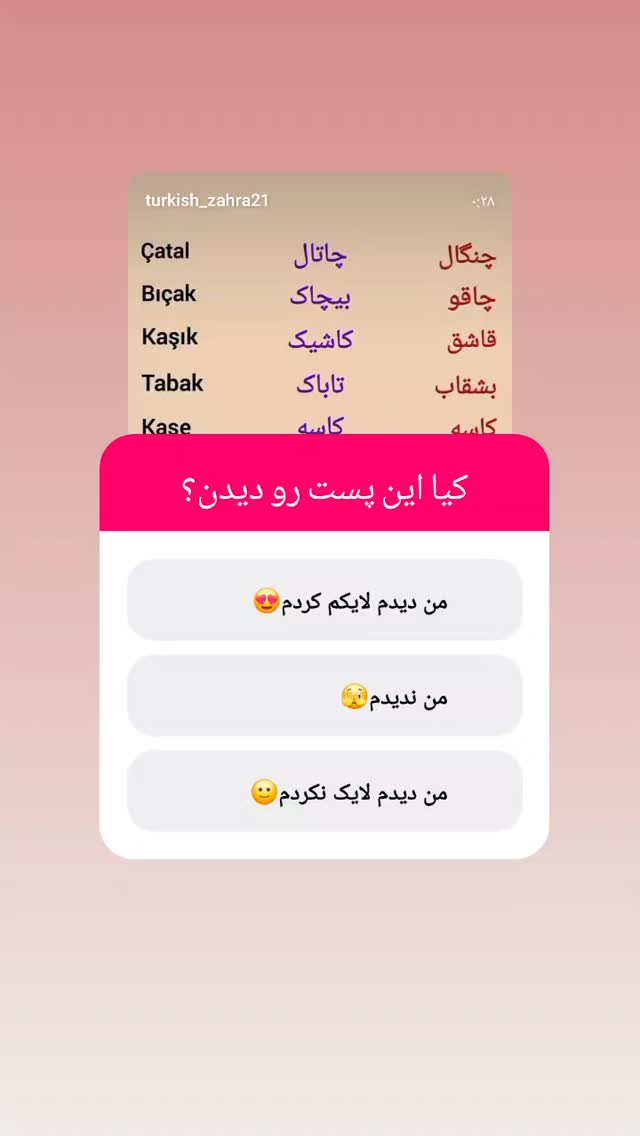  جدید ترین استوری اینستاگرام یادگیری زبان ترکی