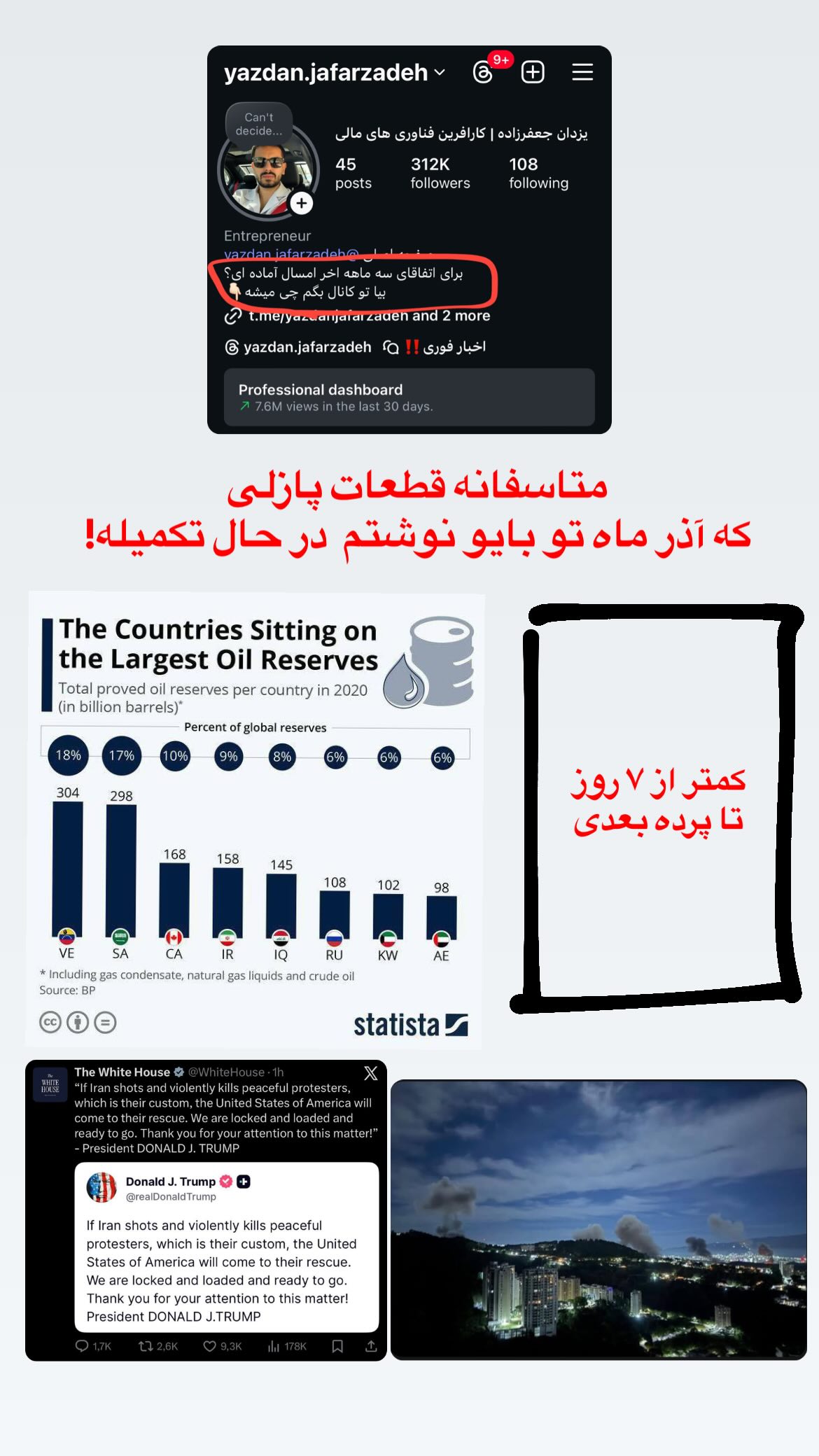  جدید ترین استوری اینستاگرام یزدان جعفرزاده