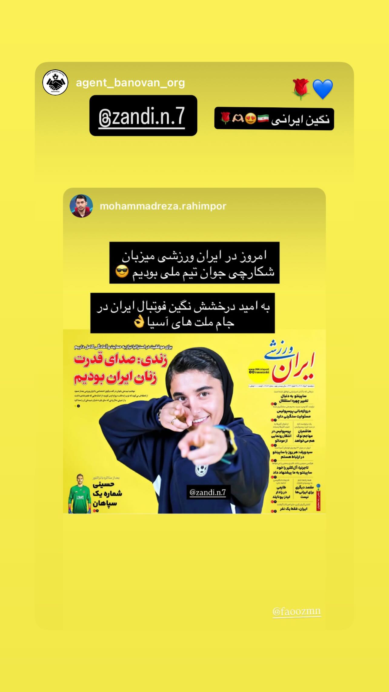  جدید ترین استوری اینستاگرام نگین زندی
