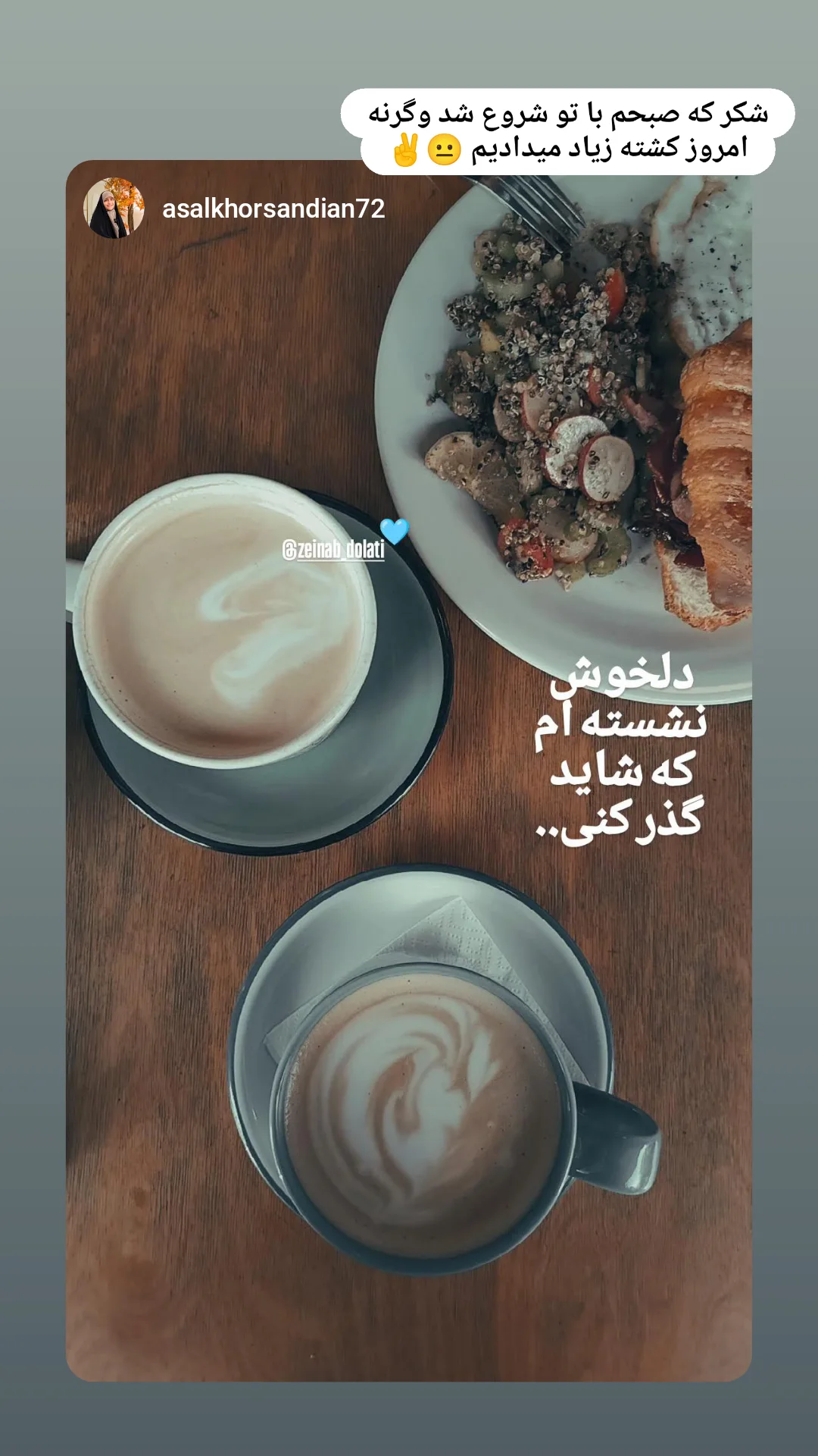  جدید ترین استوری اینستاگرام زینب دولتی