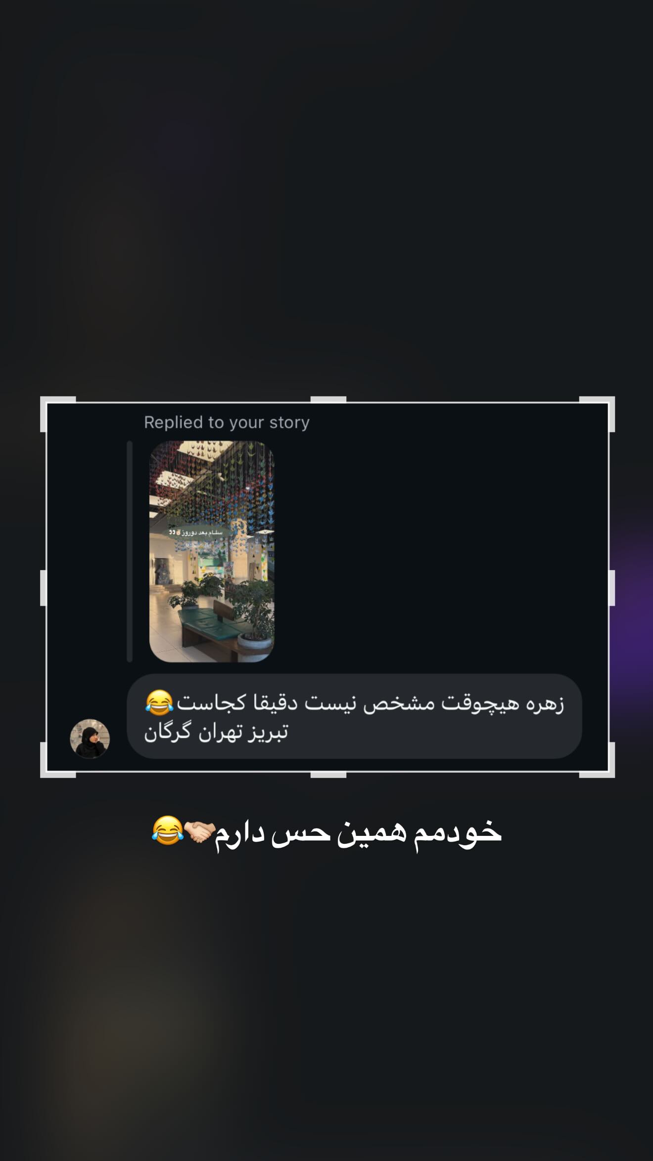  جدید ترین استوری اینستاگرام زهره سادات حسینی تبار